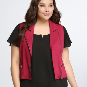 Torrid Red Cropped Moto Vest